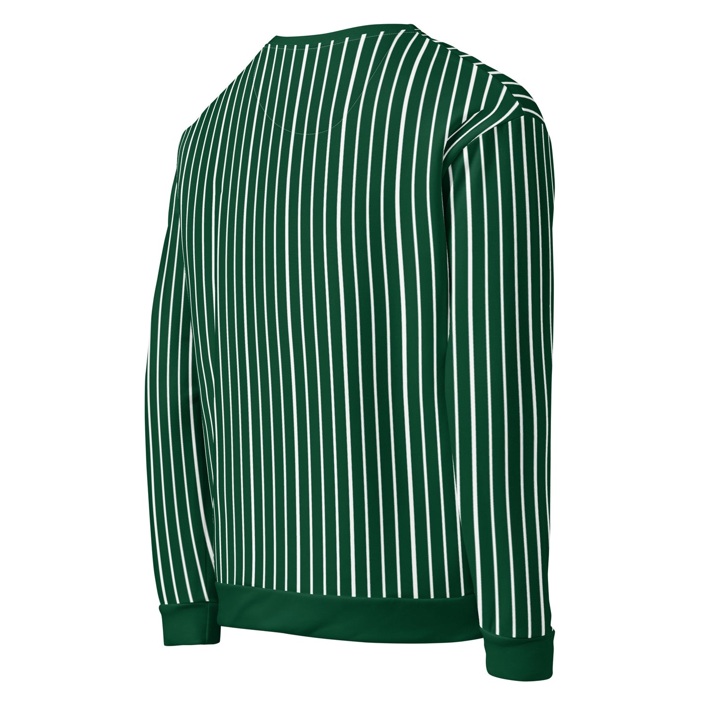 Side view of Le Rayé striped sweatshirt in abyss green