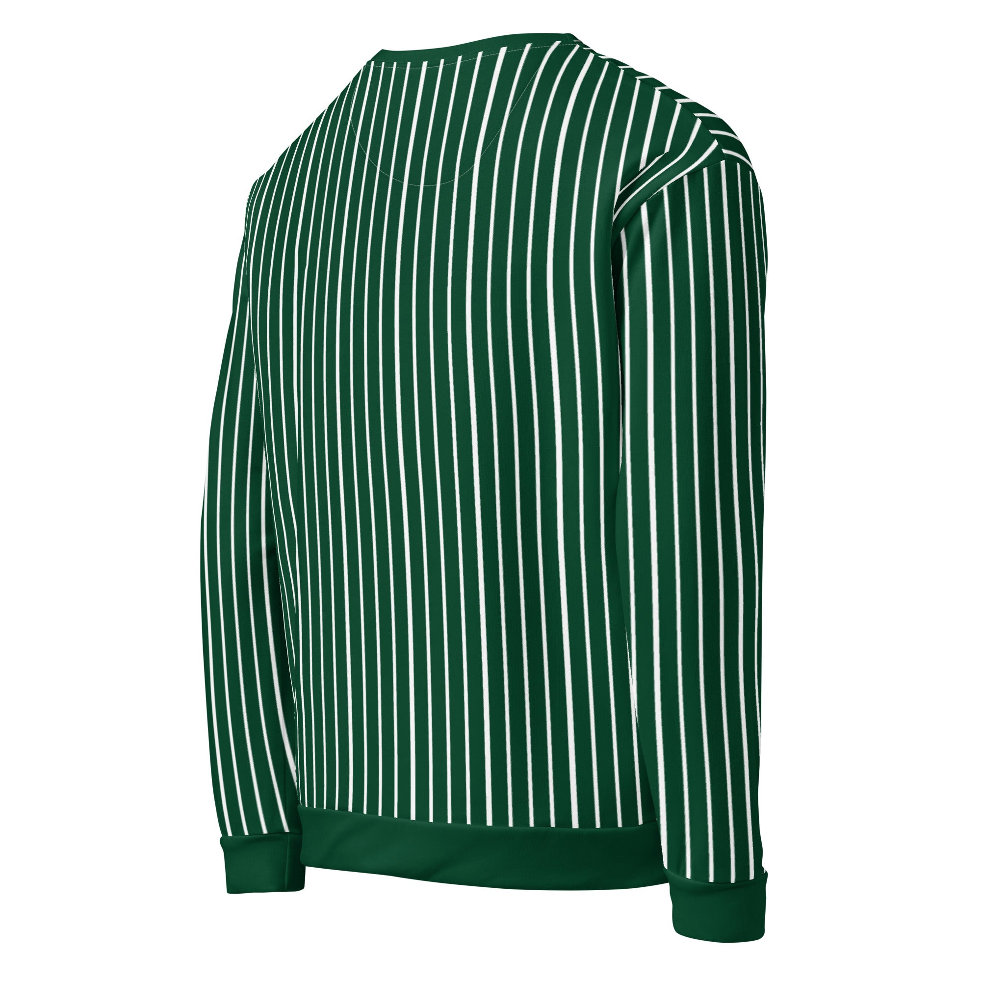 Side view of Le Rayé striped sweatshirt in abyss green