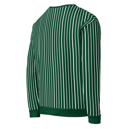 Side view of Le Rayé striped sweatshirt in abyss green