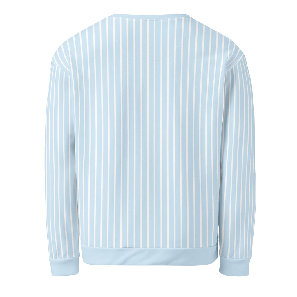 Back view of Le Rayé striped sweatshirt in frozen blue