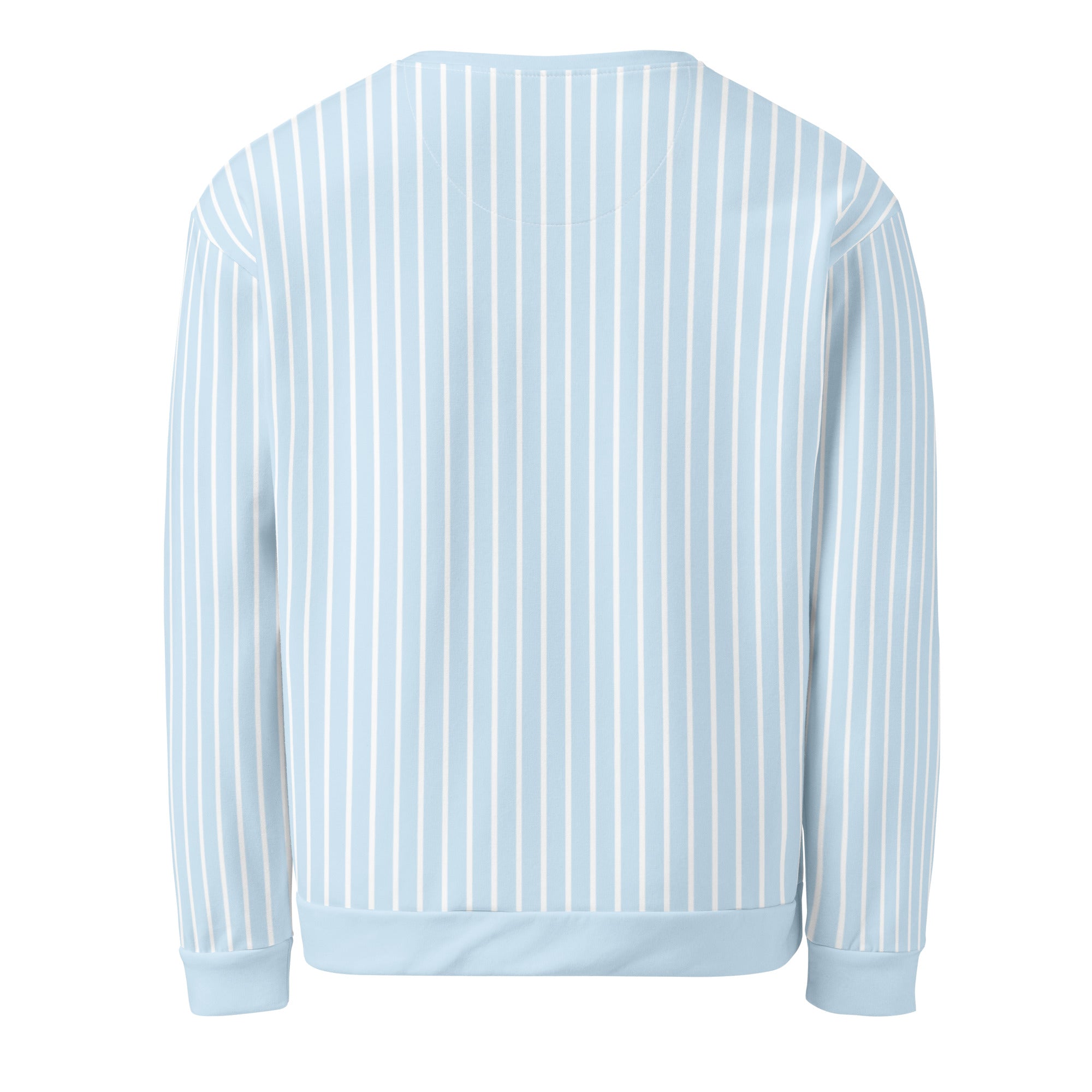 Back view of Le Rayé striped sweatshirt in frozen blue