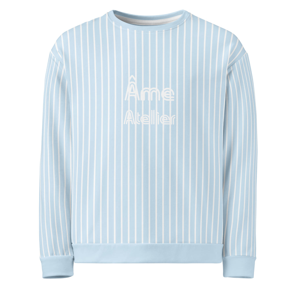 Front view of Le Rayé striped sweatshirt in frozen blue