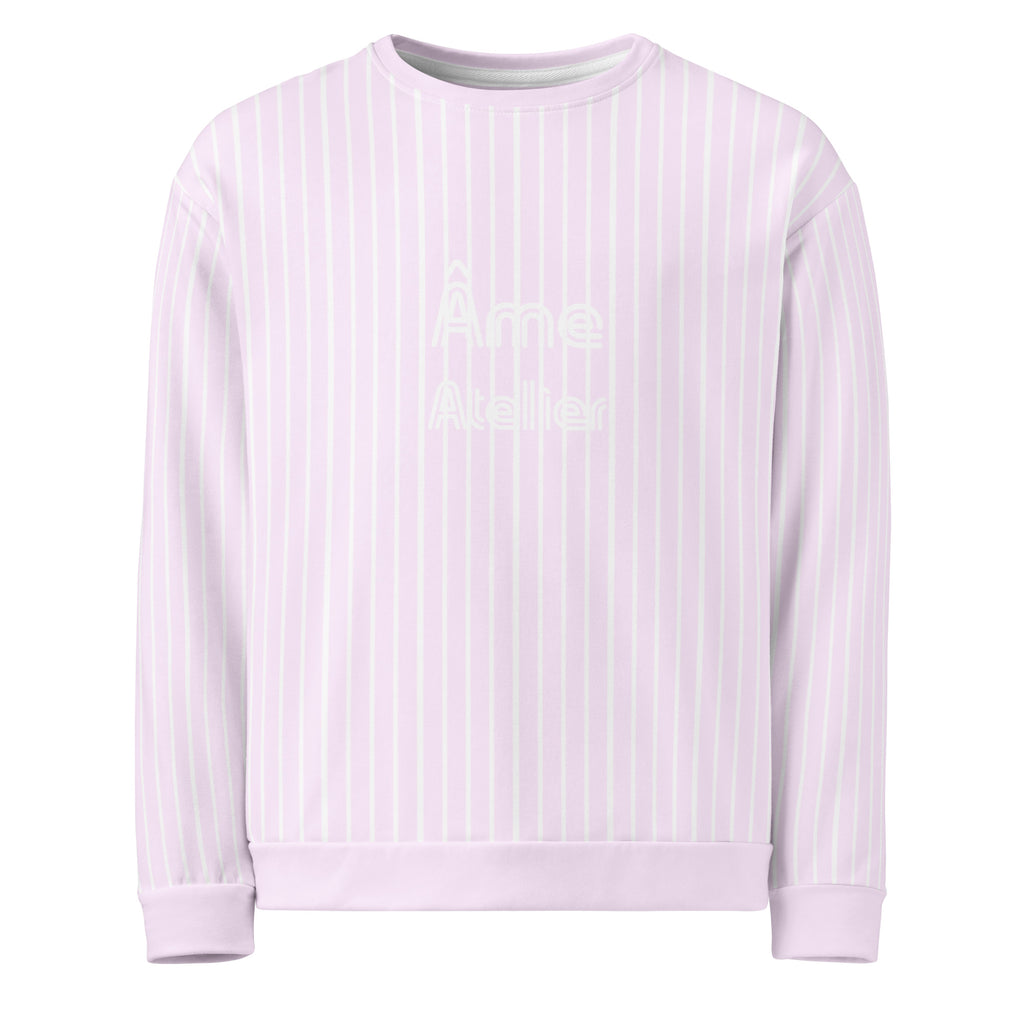 Front view of Le Rayé striped sweatshirt in powder pink