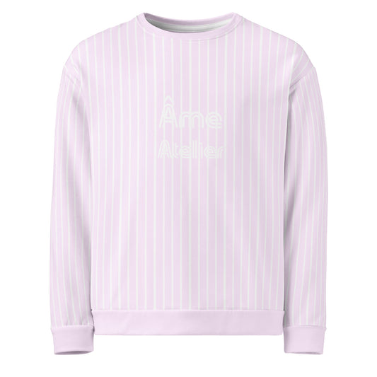 Front view of Le Rayé striped sweatshirt in powder pink