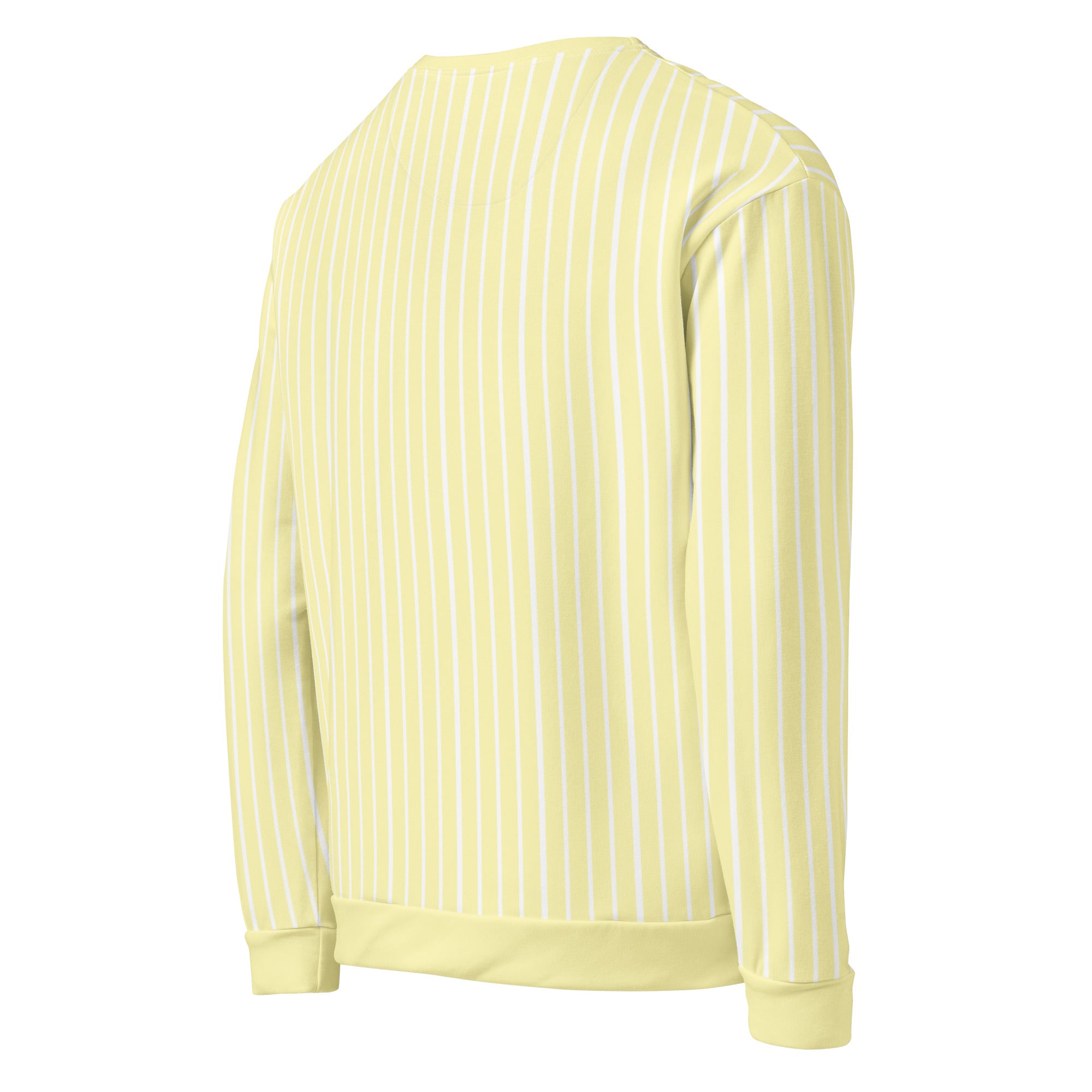 Side view of Le Rayé striped sweatshirt in soft yellow