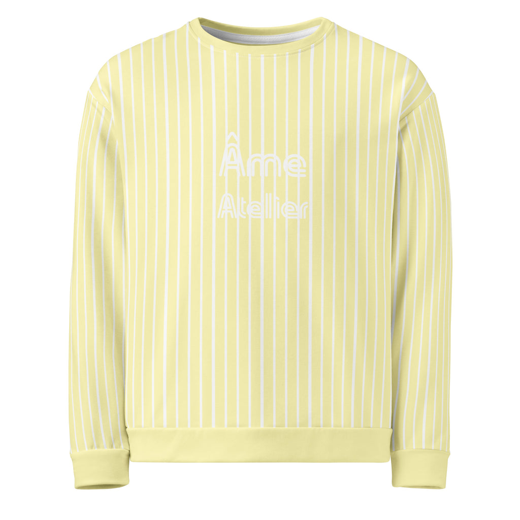 Front view of Le Rayé striped sweatshirt in soft yellow
