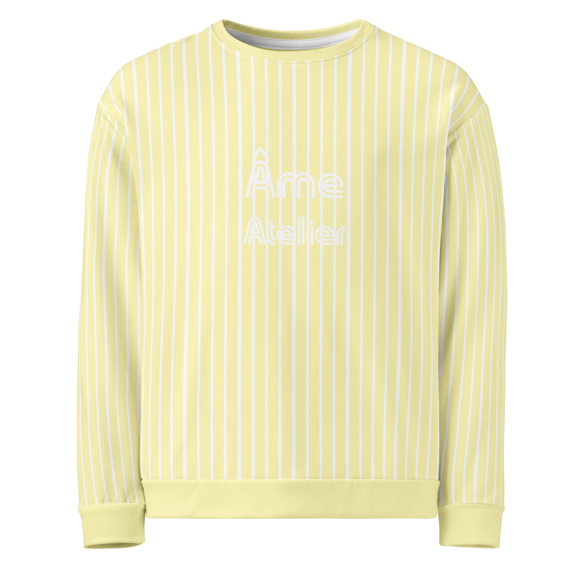 Front view of Le Rayé striped sweatshirt in soft yellow