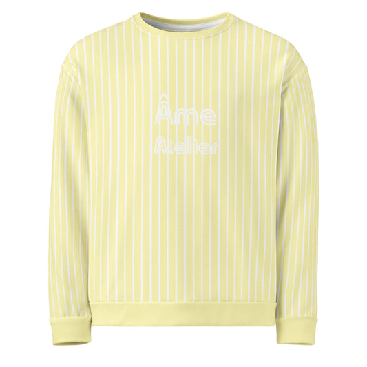 Front view of Le Rayé striped sweatshirt in soft yellow