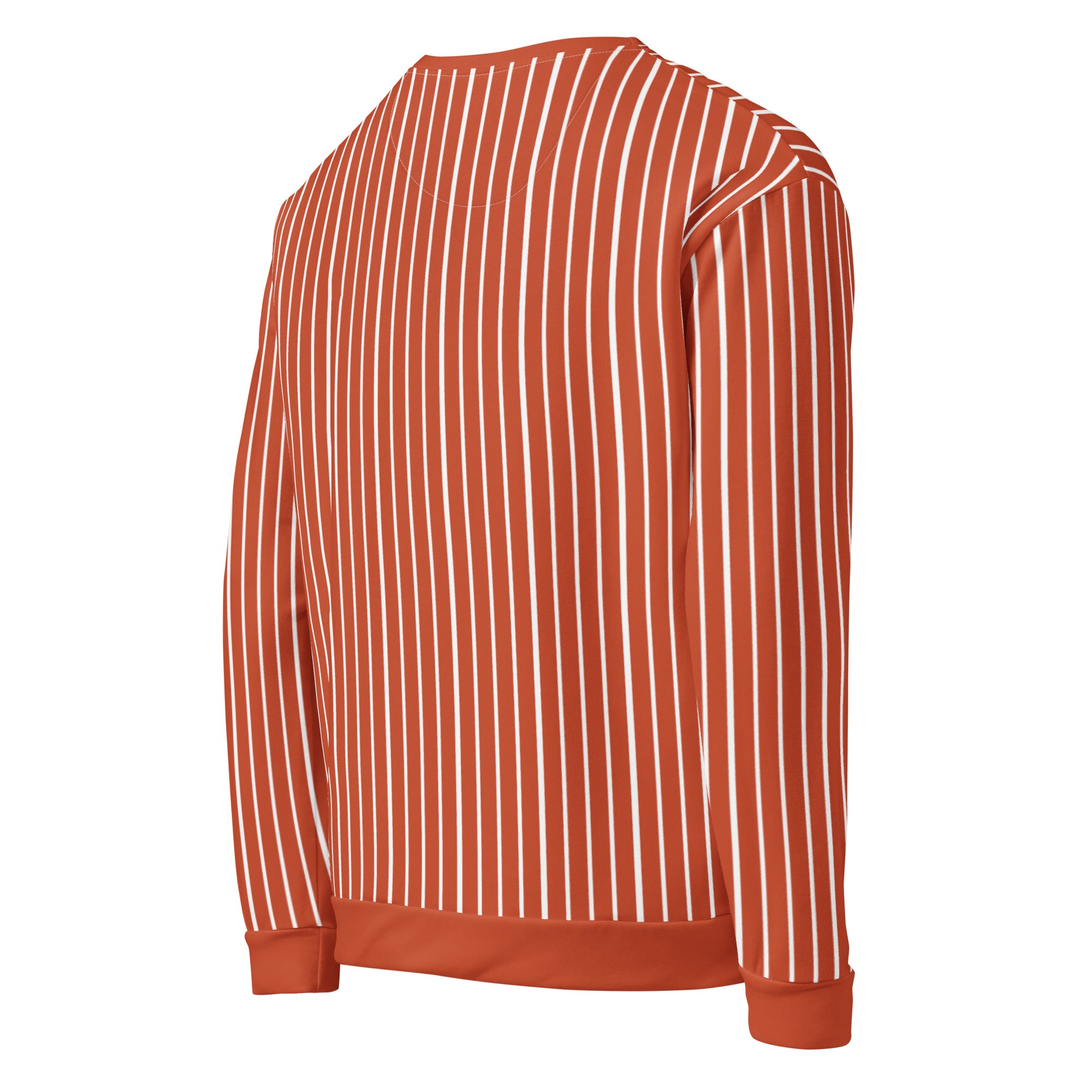 Side view of Le Rayé striped sweatshirt in terracotta