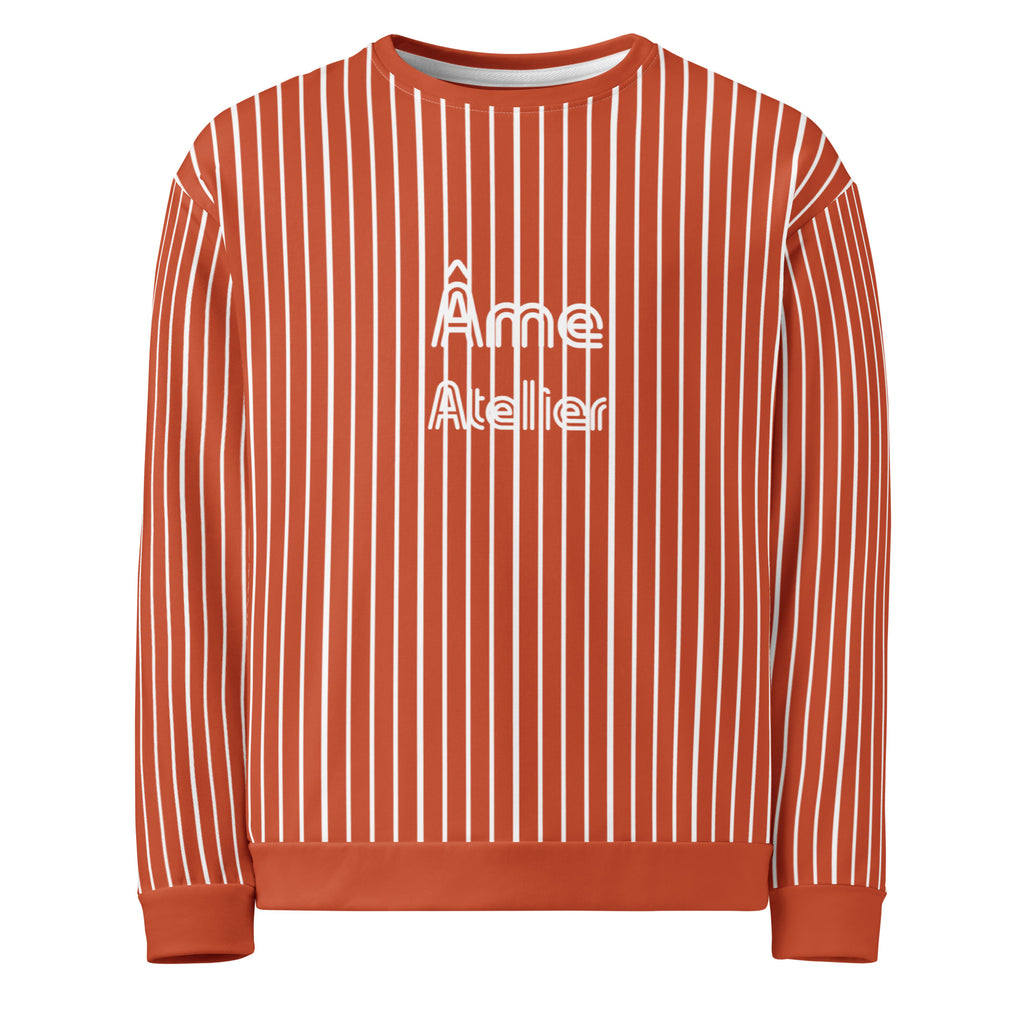 Front view of Le Rayé striped sweatshirt in terracotta
