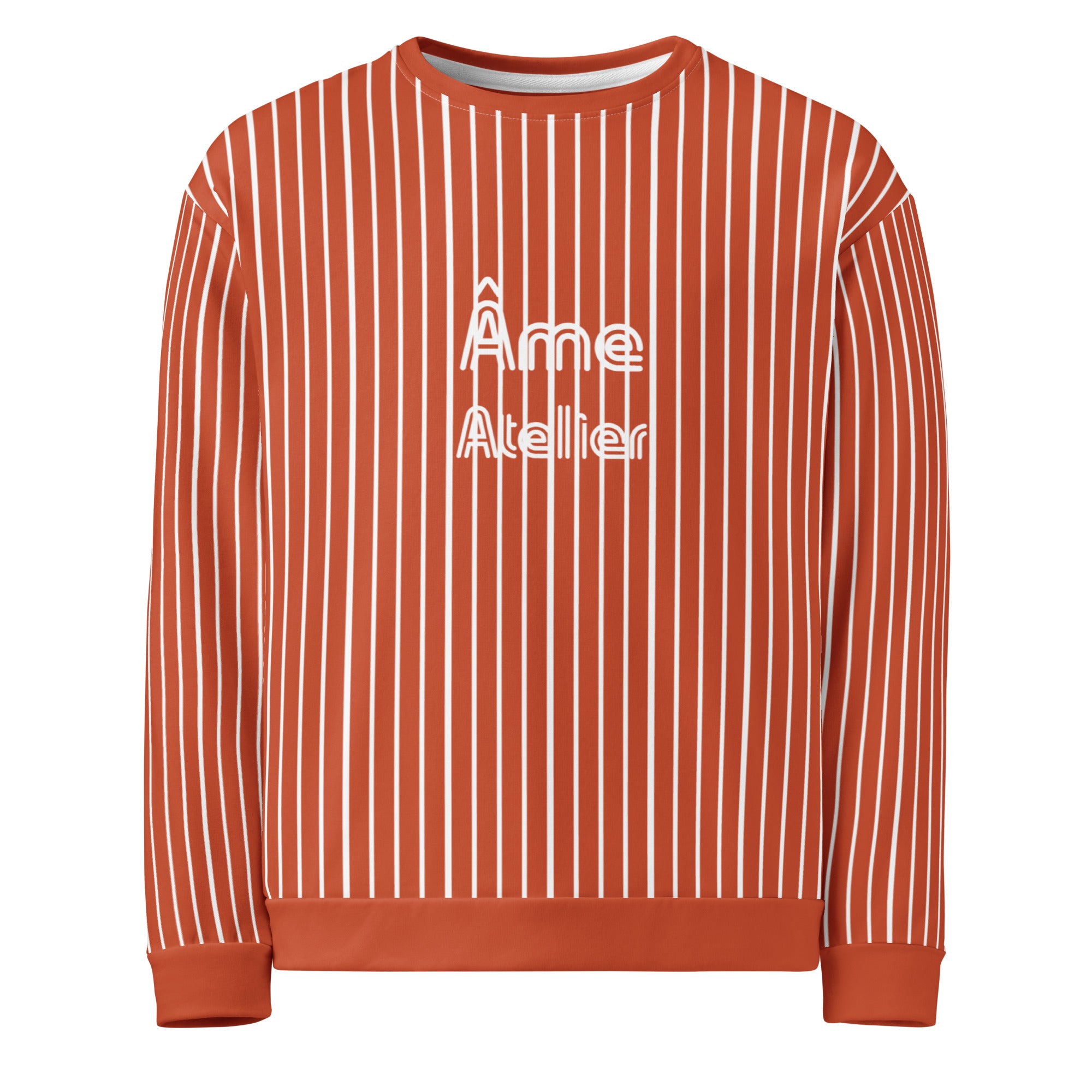 Front view of Le Rayé striped sweatshirt in terracotta