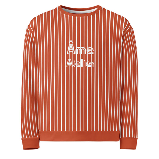Front view of Le Rayé striped sweatshirt in terracotta