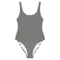 Front view of L'hypnotique striped swimsuit in black