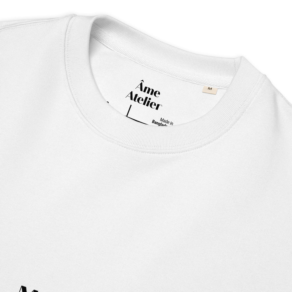 Details of Mauvais Présage white sweatshirt in organic cotton with a printed crow