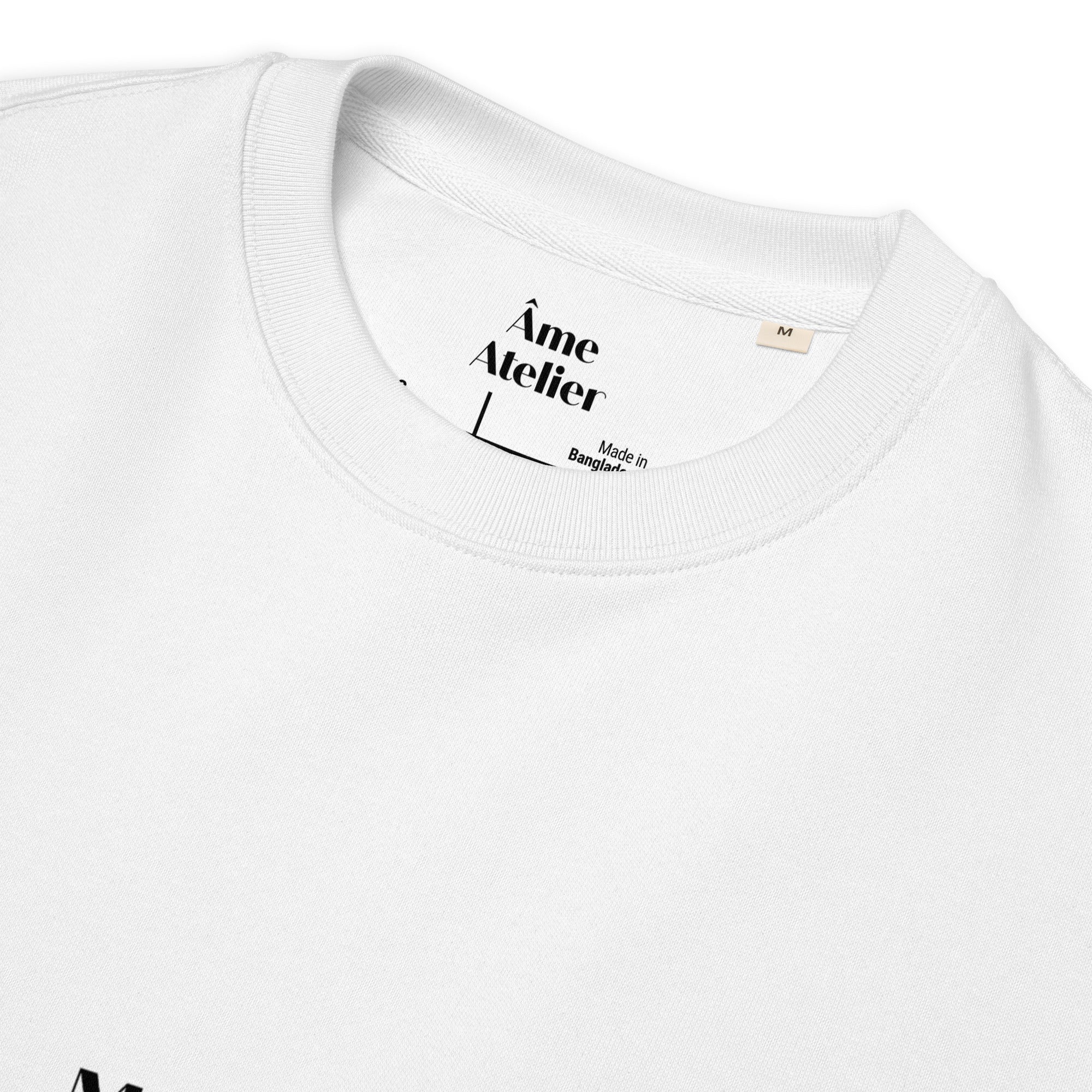 Details of Mauvais Présage white sweatshirt in organic cotton with a printed crow