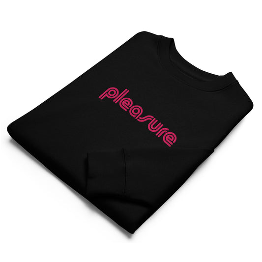 Folded view of Pleasure embroidered sweatshirt in black