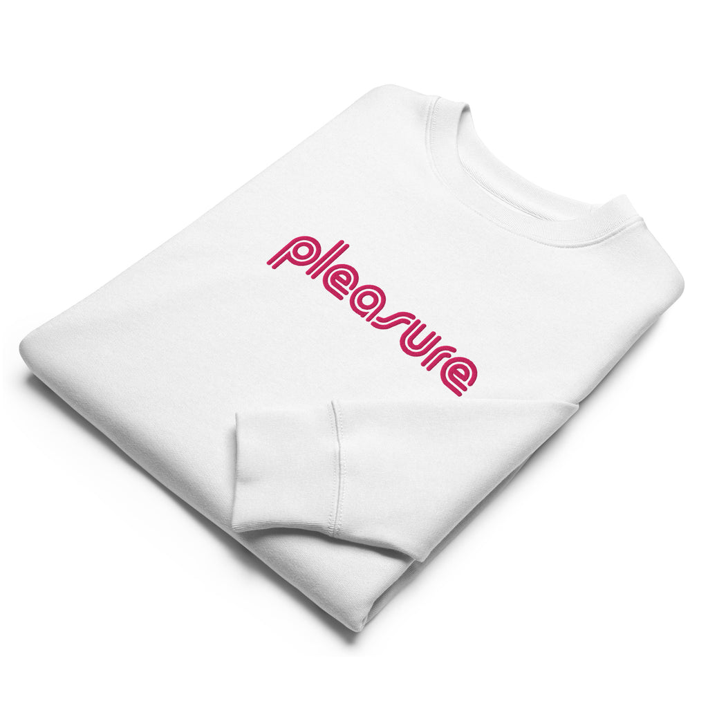 Folded view of Pleasure embroidered sweatshirt in white