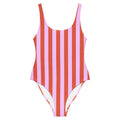 Front view of Le Vibrant swimsuit in pink and terracotta
